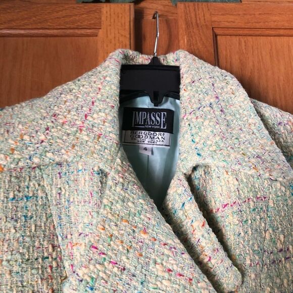 Bergdorf Goodman IMPASSE New York Double-Breasted Tweed Jacket Green - 4 - Picture 9 of 16